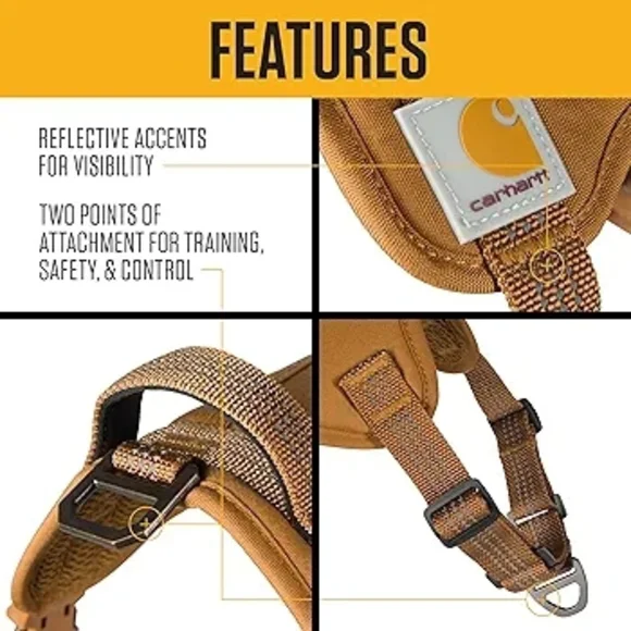 NWT • CARHARTT No Pull Dog Harness w/ Reflective Accents • Various Sizes (Brown) - Picture 4 of 6